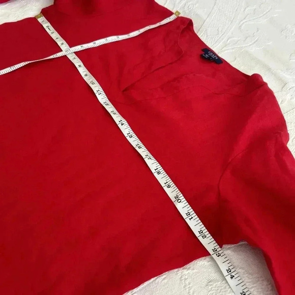 CHAPS BRIGHT RED SPLIT NECK SHIRT 100% LINEN TUNIC PULLOVER SZ Large TOP BLOUSE - Picture 4 of 11